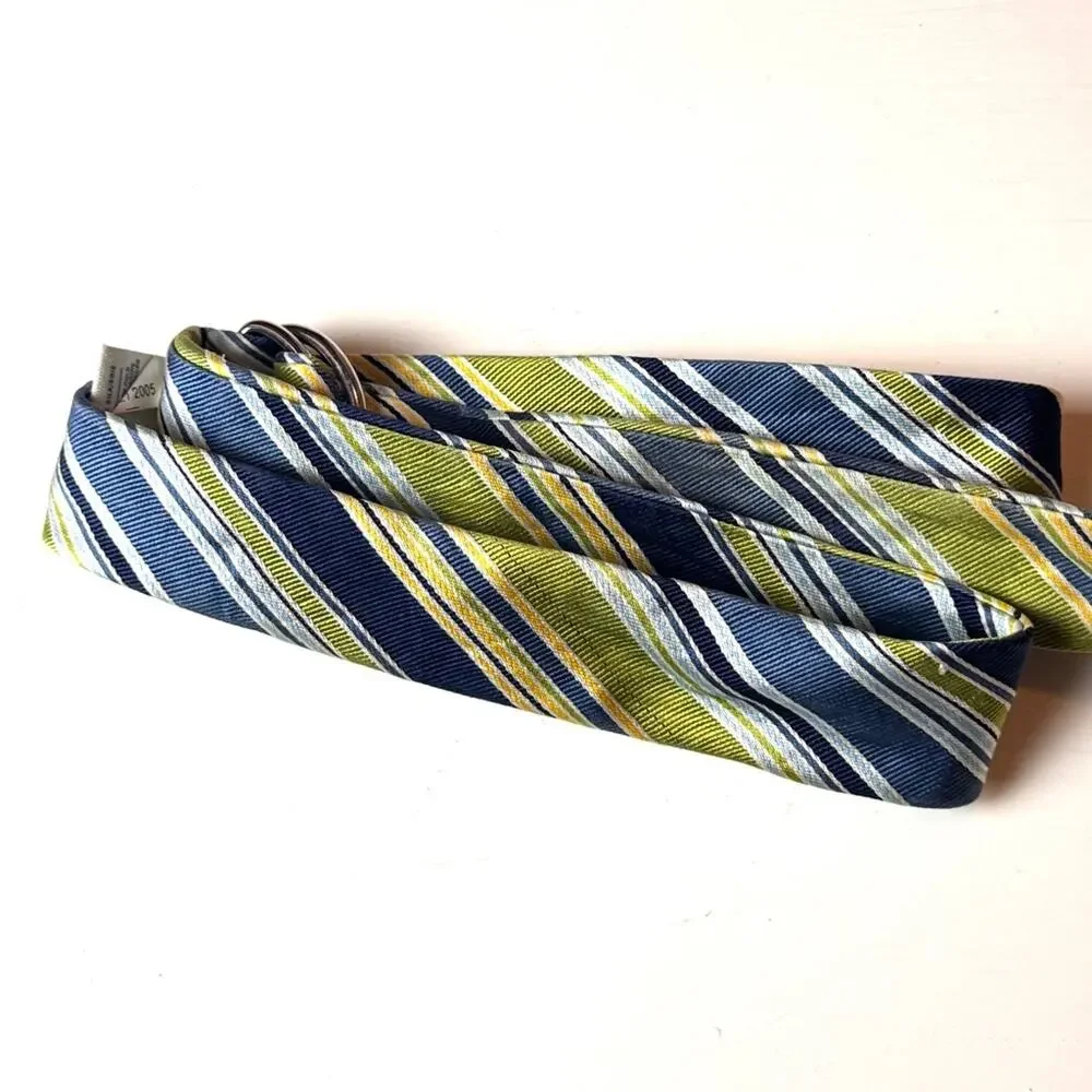 Old Navy  VIntage Y2K Style  Adjustable  Blue & Green Silk Tie Belt Sz S